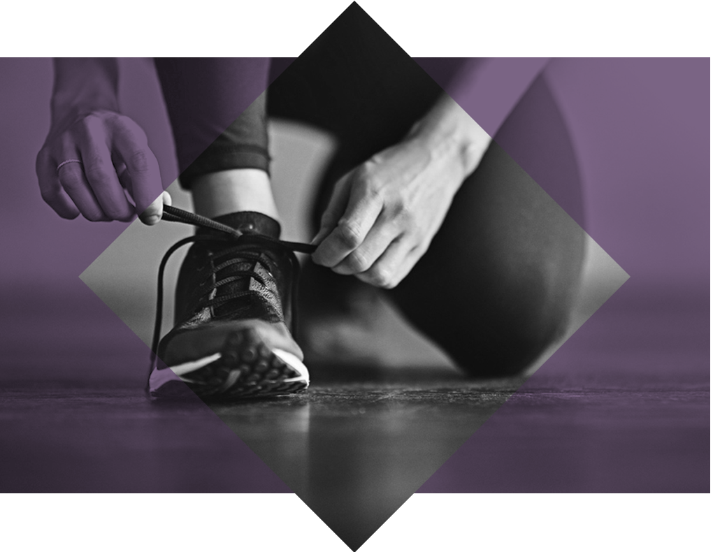 A close-up of tying a sneaker.